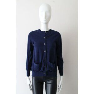 Sacai Luck Pleated Insert Cardigan Navy Size 1 (S)